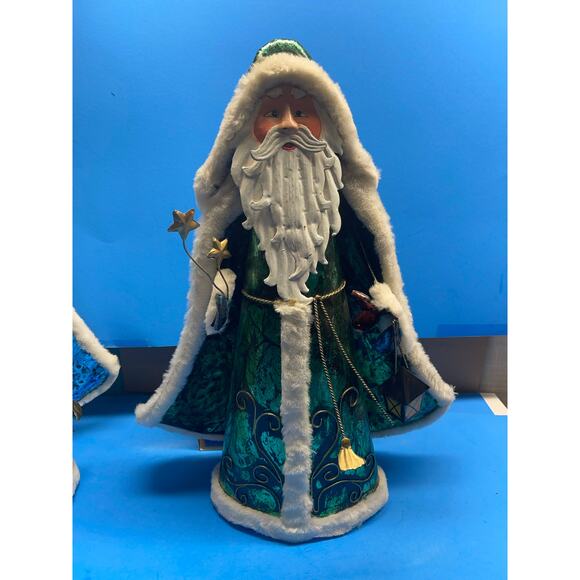 20 inch Vinatge Metal Christmas Figurine Decor Set of 2 Father Time Santa - Picture 8 of 13